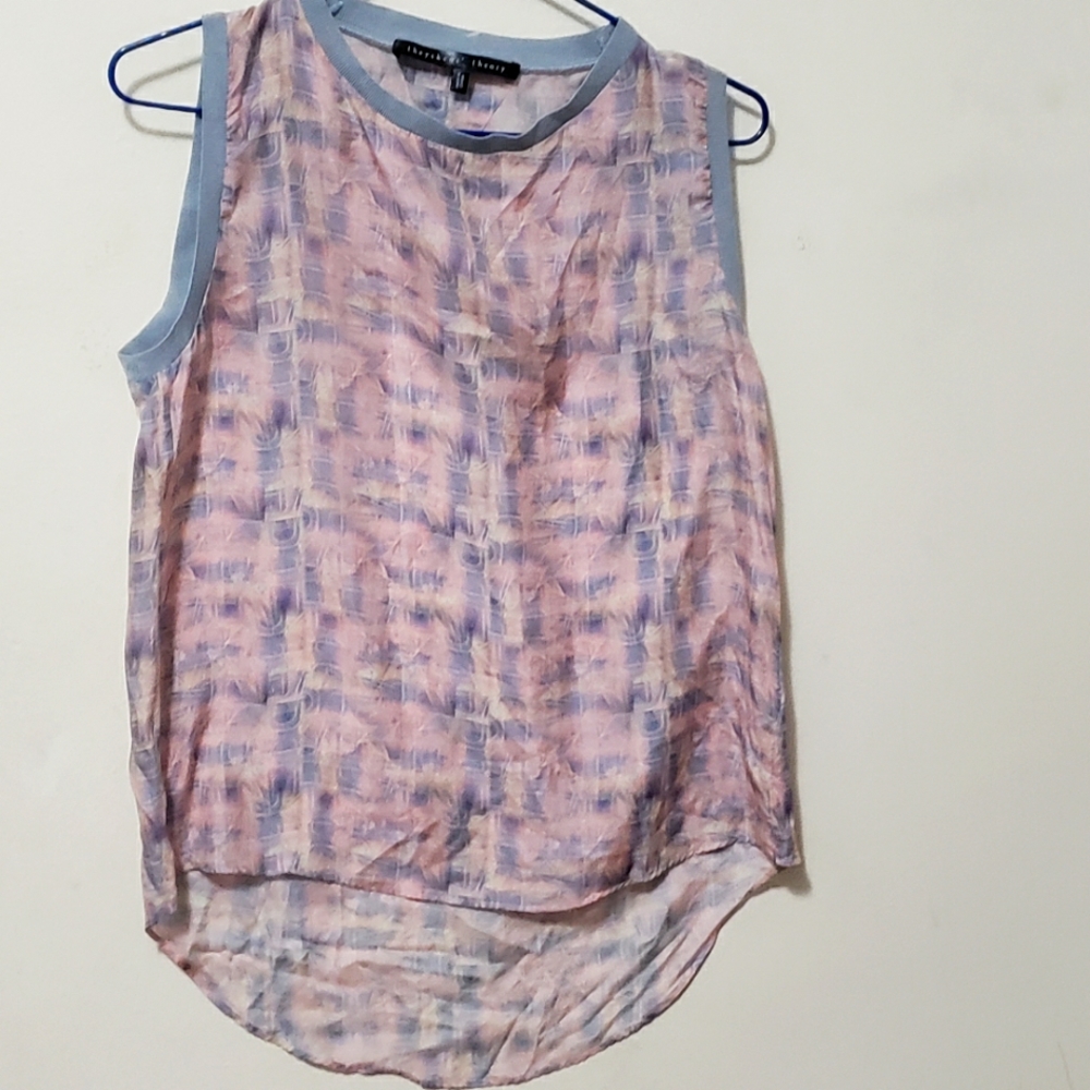 theyskens' theory 100% silk abstract sleeveless blouse